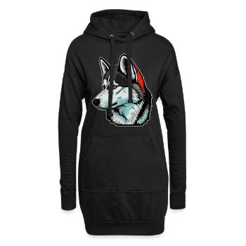 Husky Dog - Hoodie Dress - black - Front