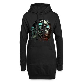 Zombie Astronaut - Hoodie-Kleid - Schwarz - Vorne