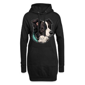 Border Collie - Hoodie-Kleid - Schwarz - Vorne