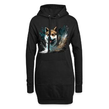 Akita Inu Chien - Sweat-shirt à capuche long Femme - noir - Devant
