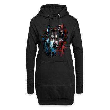 Husky Dog - Hoodie-Kleid - Schwarz - Vorne