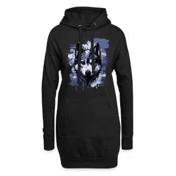 Husky Dog - Hoodie-Kleid - Schwarz - Vorne