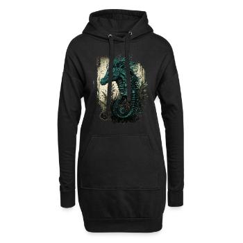 Crinchy Seepferdchen - Hoodie-Kleid - Schwarz - Vorne
