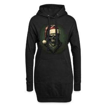 Zombie mit Weihnachtsmütze - Hoodie-Kleid - Schwarz - Vorne
