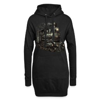 Dampflokomotive - Hoodie-Kleid - Schwarz - Vorne