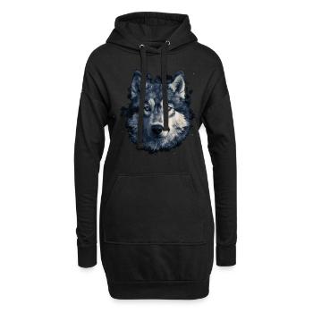 Husky Dog - Hoodie-Kleid - Schwarz - Vorne