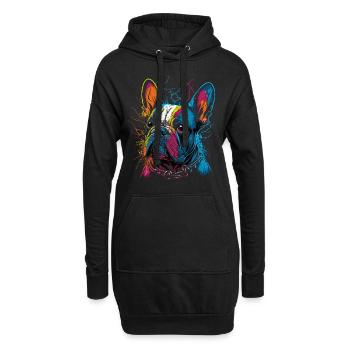 Bouledogue français - Sweat-shirt à capuche long Femme - noir - Devant