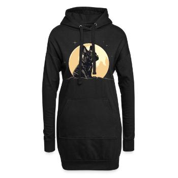 Bouledogue français - Sweat-shirt à capuche long Femme - noir - Devant