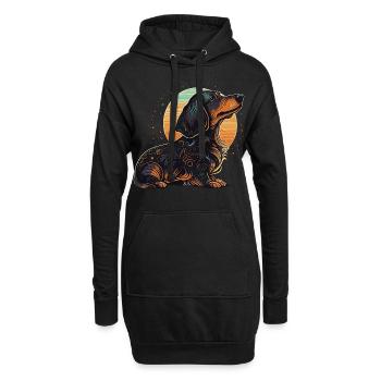 Art teckel - Sweat-shirt à capuche long Femme - noir - Devant