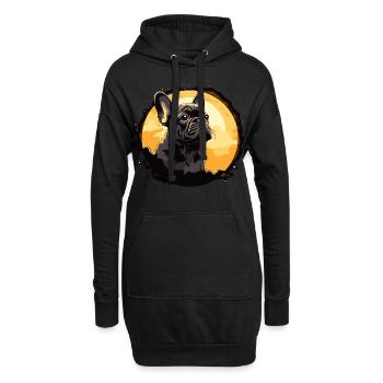 Französische Bulldogge - Hoodie-Kleid - Schwarz - Vorne
