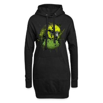Perruche verte - Sweat-shirt à capuche long Femme - noir - Devant