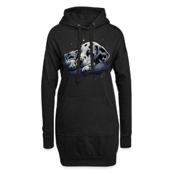 Chiot dalmatien endormi - Sweat-shirt à capuche long Femme - noir - Devant