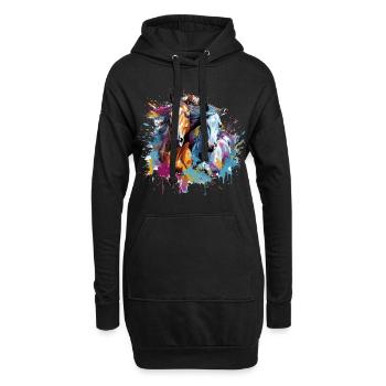 Pferde, Pferde - Hoodie-Kleid - Schwarz - Vorne