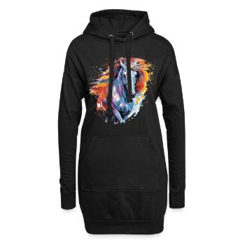 Cheval, horse - Sweat-shirt à capuche long Femme - noir - Devant