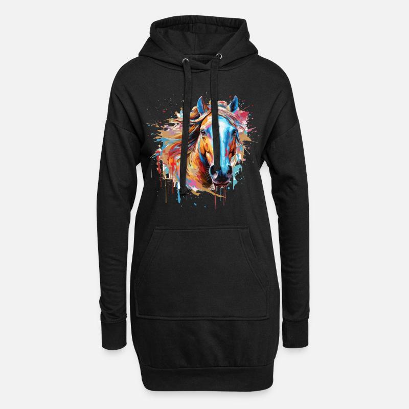 Cheval - Sweat-shirt à capuche long Femme - noir