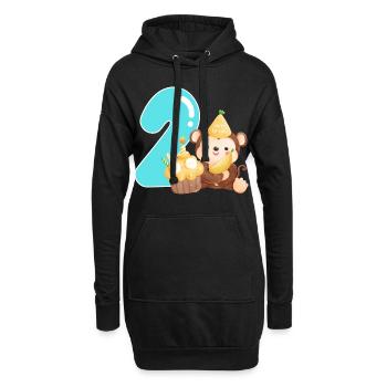 2ème anniversaire - Sweat-shirt à capuche long Femme - noir - Devant
