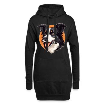 Border Collie - Sweat-shirt à capuche long Femme - noir - Devant