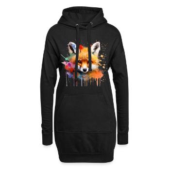 fox, pup - Hoodie Dress - black - Front