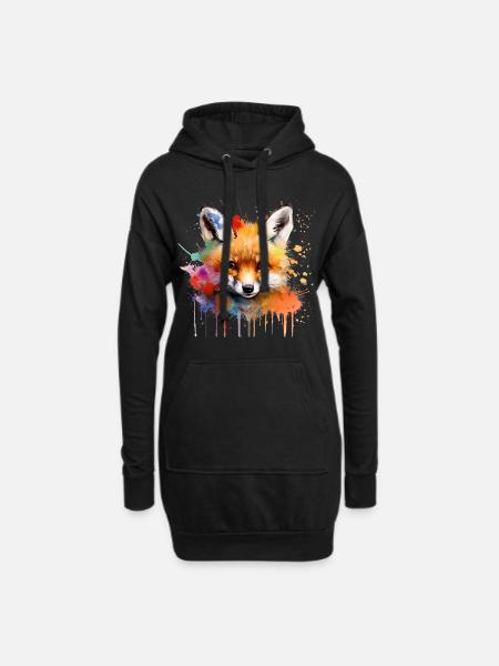 Fuchs, Welpe - Hoodie-Kleid - Schwarz