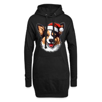Corgi xmas - Hoodie-Kleid - Schwarz - Vorne