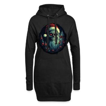 Zombie mit Weihnachtsmütze - Hoodie-Kleid - Schwarz - Vorne