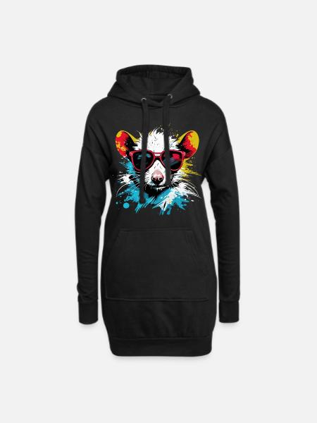 Coole Punk Ratte - Hoodie-Kleid - Schwarz