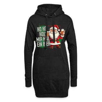 Weihnachtsmann Ho Ho Hol Mir Mal Ein Bier Lustig - Hoodie-Kleid - Schwarz - Vorne