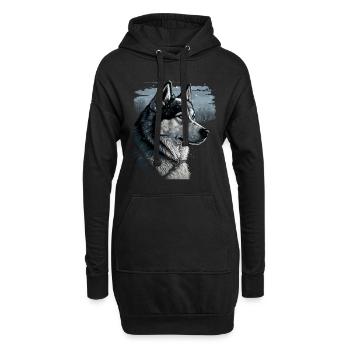 Husky Dog - Hoodie-Kleid - Schwarz - Vorne