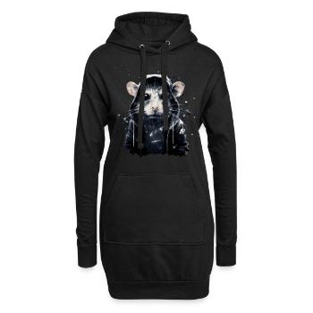 Coole Hip Hop Ratte - Hoodie-Kleid - Schwarz - Vorne
