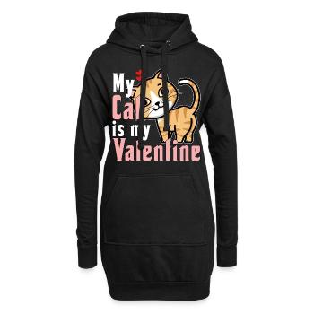my cat is my valentine - Hoodie-Kleid - Schwarz - Vorne