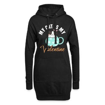 my cat is my valentine - Hoodie-Kleid - Schwarz - Vorne