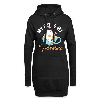my cat is my valentine - Hoodie-Kleid - Schwarz - Vorne
