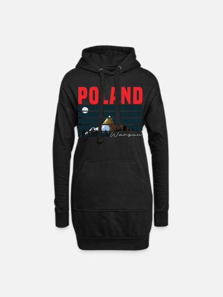 Pologne Varsovie - Sweat-shirt à capuche long Femme - noir