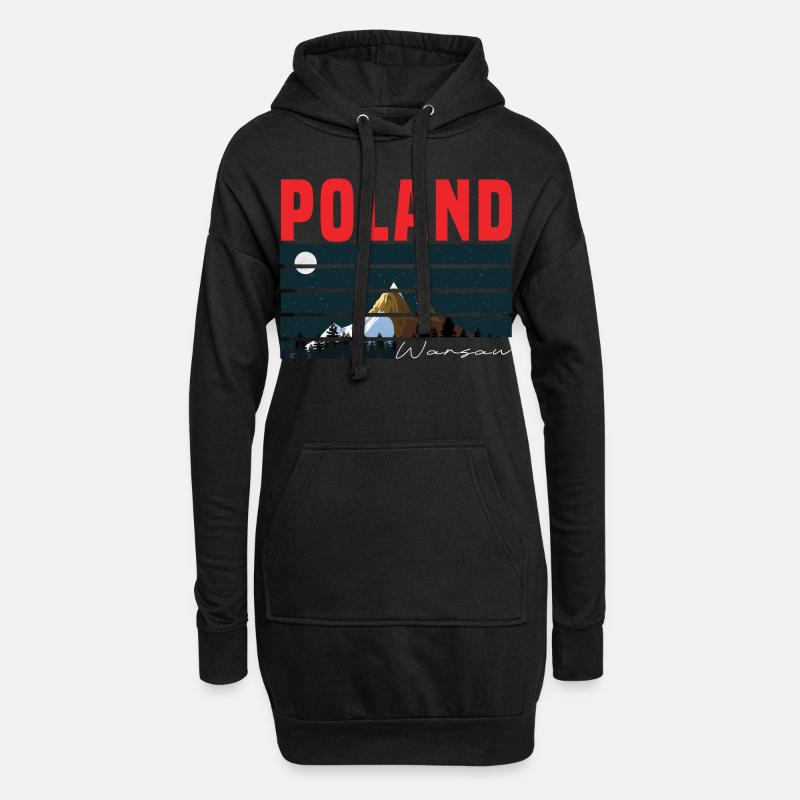 Pologne Varsovie - Sweat-shirt à capuche long Femme - noir