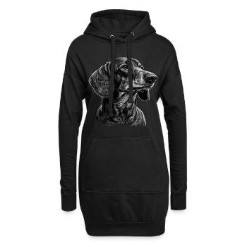 Teckel - Sweat-shirt à capuche long Femme - noir - Devant