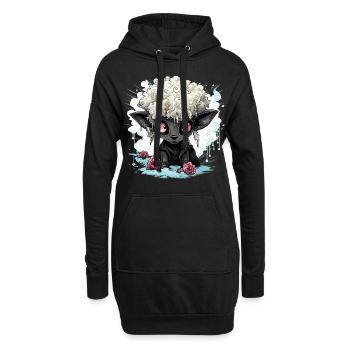 Mouton noir - Sweat-shirt à capuche long Femme - noir - Devant