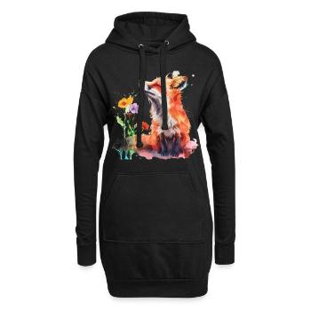 Aquarell Fuchs, Fuchs - Hoodie-Kleid - Schwarz - Vorne