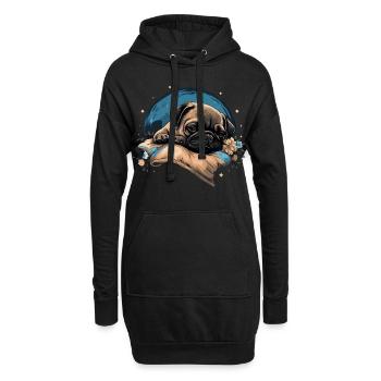 Chiot carlin endormi - Sweat-shirt à capuche long Femme - noir - Devant