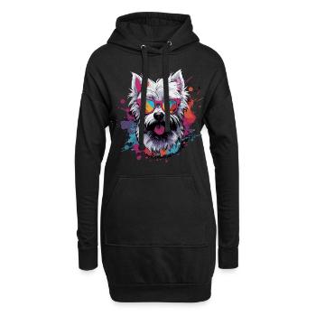 Cooler West Highland White Terrier - Hoodie-Kleid - Schwarz - Vorne