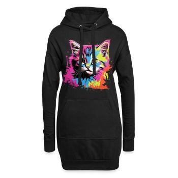 Coole Katze - Hoodie-Kleid - Schwarz - Vorne