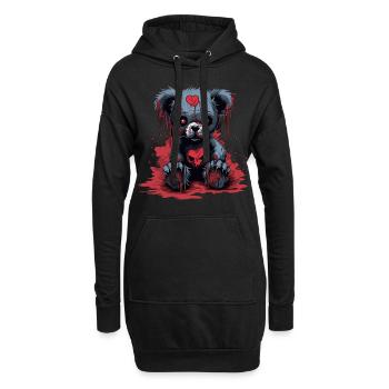 Ours en peluche mignon et effrayant - Sweat-shirt à capuche long Femme - noir - Devant