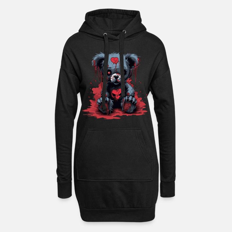 Niedlicher Grusel Teddybär - Hoodie-Kleid - Schwarz