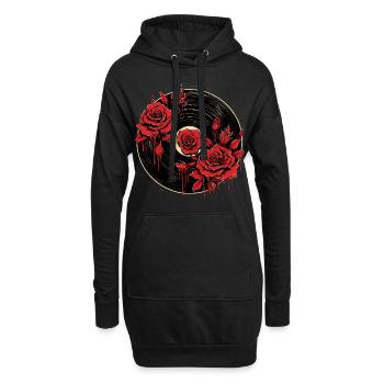L’amour des disques vinyles - Sweat-shirt à capuche long Femme - noir - Devant