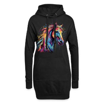 Pferdeliebe - Hoodie-Kleid - Schwarz - Vorne
