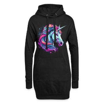 Licorne - Sweat-shirt à capuche long Femme - noir - Devant