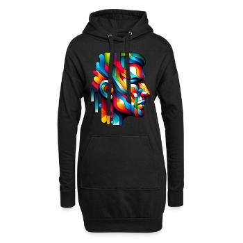Farbkonturen - Color Contours - Hoodie-Kleid - Schwarz - Vorne