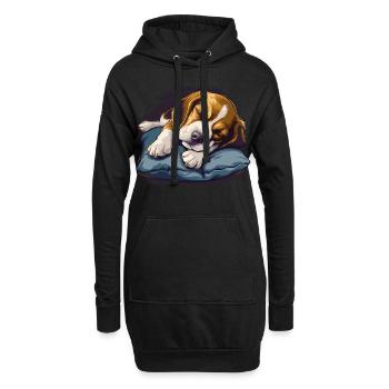 Beagle endormi - Sweat-shirt à capuche long Femme - noir - Devant