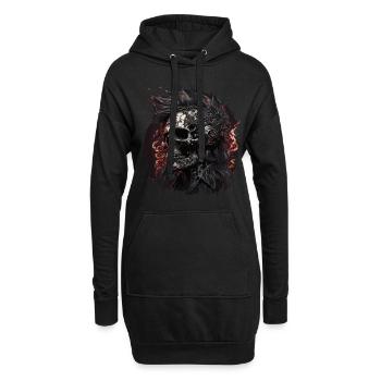 Cyborg Zombie Skull Disc Jockey - Sweat-shirt à capuche long Femme - noir - Devant