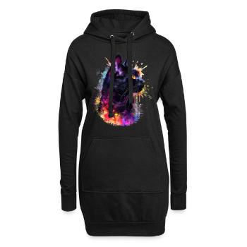 chat noir, black cat - Sweat-shirt à capuche long Femme - noir - Devant