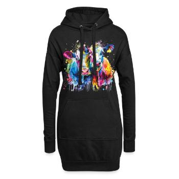 Kühe, Ochsen - Hoodie-Kleid - Schwarz - Vorne